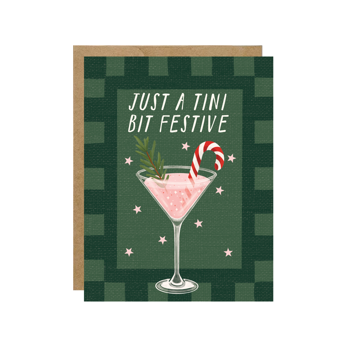 Just A Tini Bit Festive - Holiday Martini Cocktail Christmas Card - Hopeless Romantic