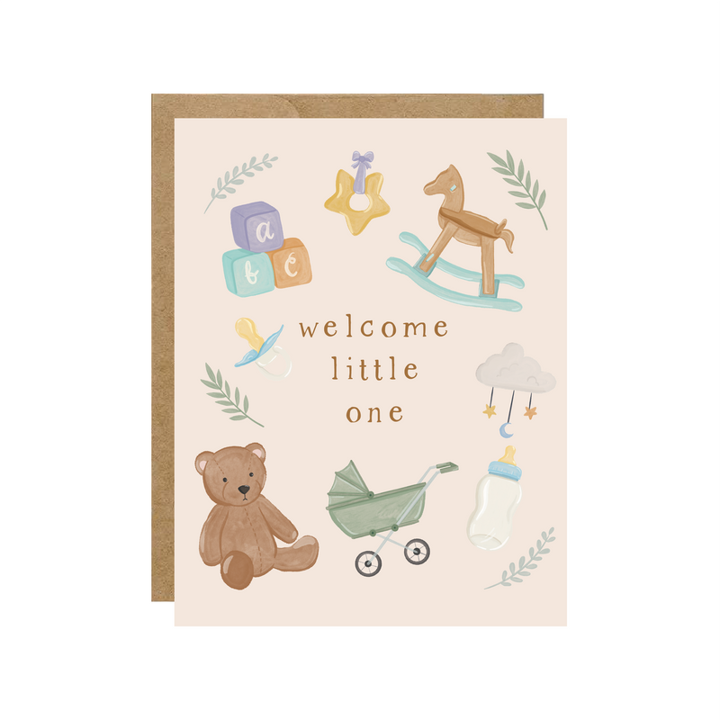 Welcome Little One - New Baby Shower Card - Hopeless Romantic