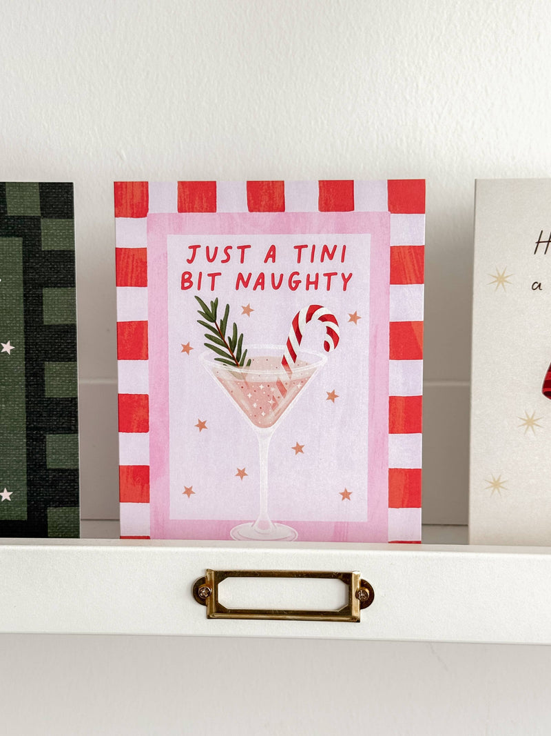 Just A Tini Bit Naughty - Holiday Martini Cocktail Christmas Card