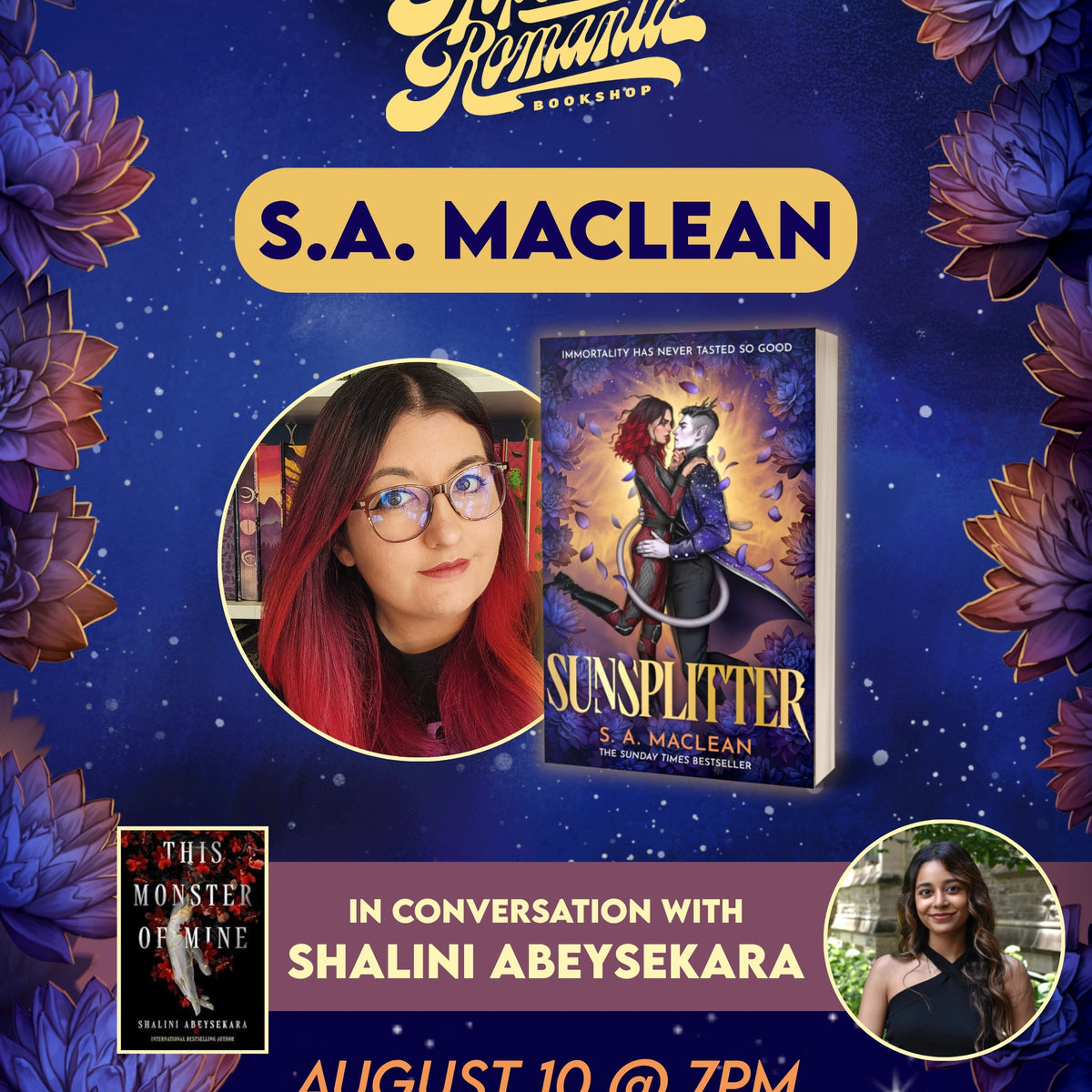 Book launch for Sunsplitter by S.A. Maclean, in conversation with Shalini Abeysekara (August 10, 2026)