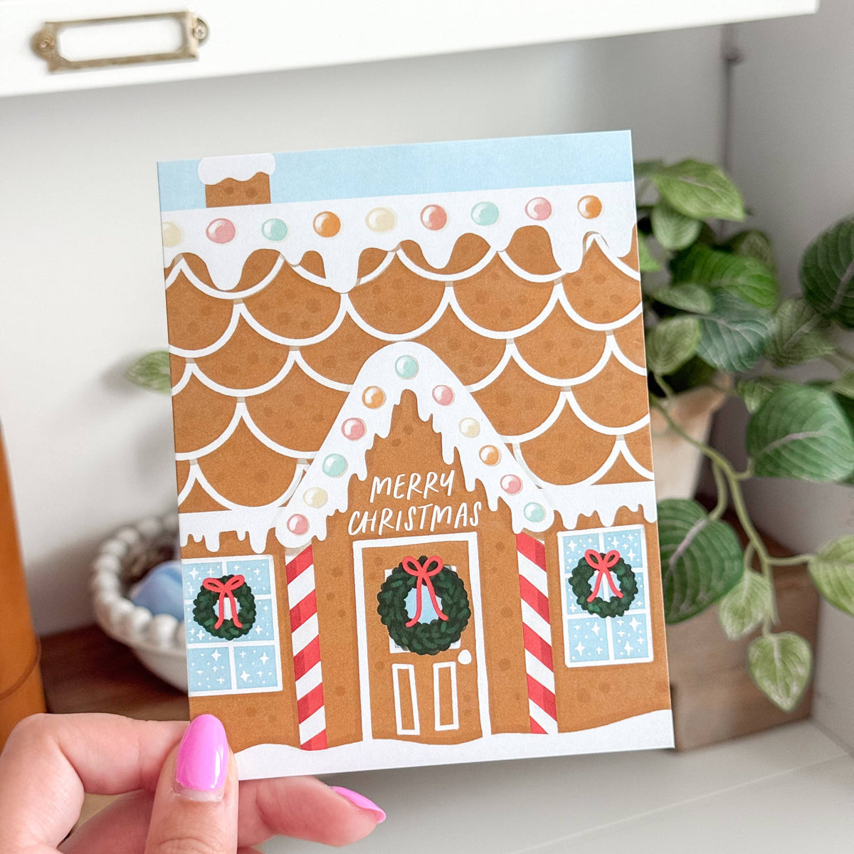 Merry Christmas Cozy Gingerbread House - Holiday Card