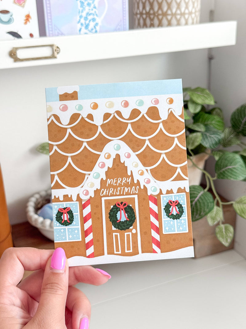 Merry Christmas Cozy Gingerbread House - Holiday Card