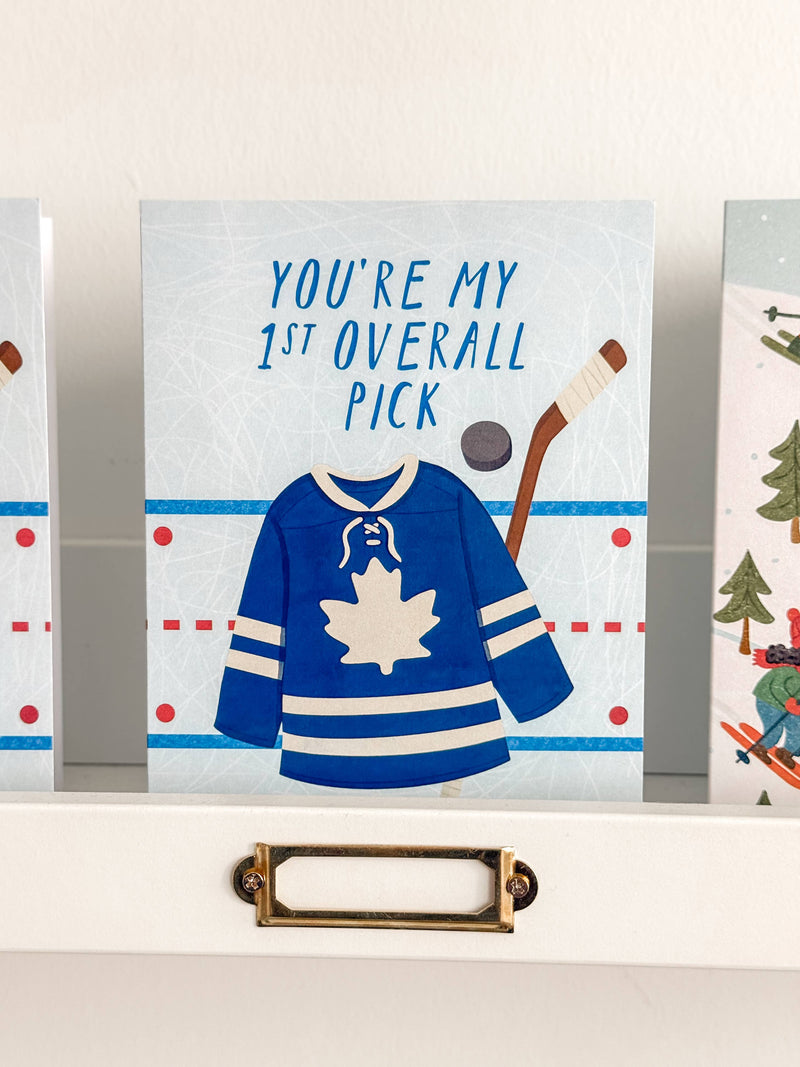 First Overall Pick Blue and White Toronto Leaf Hockey Jersey - Love, Birthday Card
