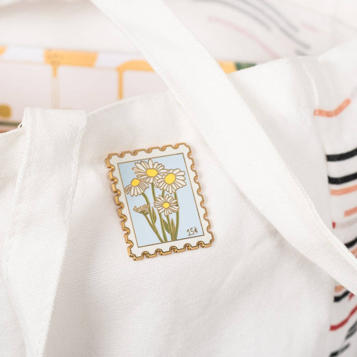 Daisy Postage Stamp Enamel Pin