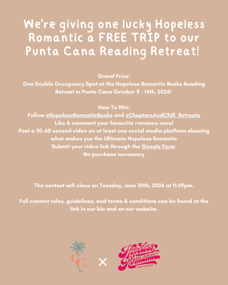 Hopeless Romantic Books Punta Cana Reading Retreat Giveaway Terms and Conditions