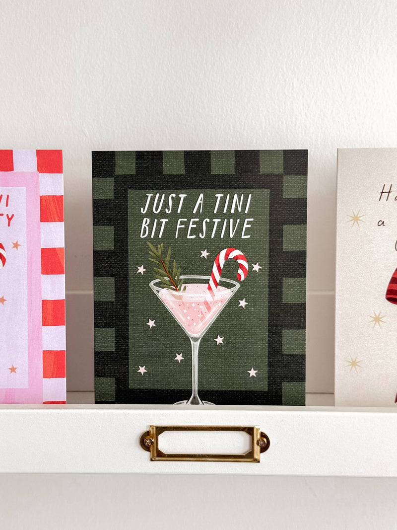 Just A Tini Bit Festive - Holiday Martini Cocktail Christmas Card