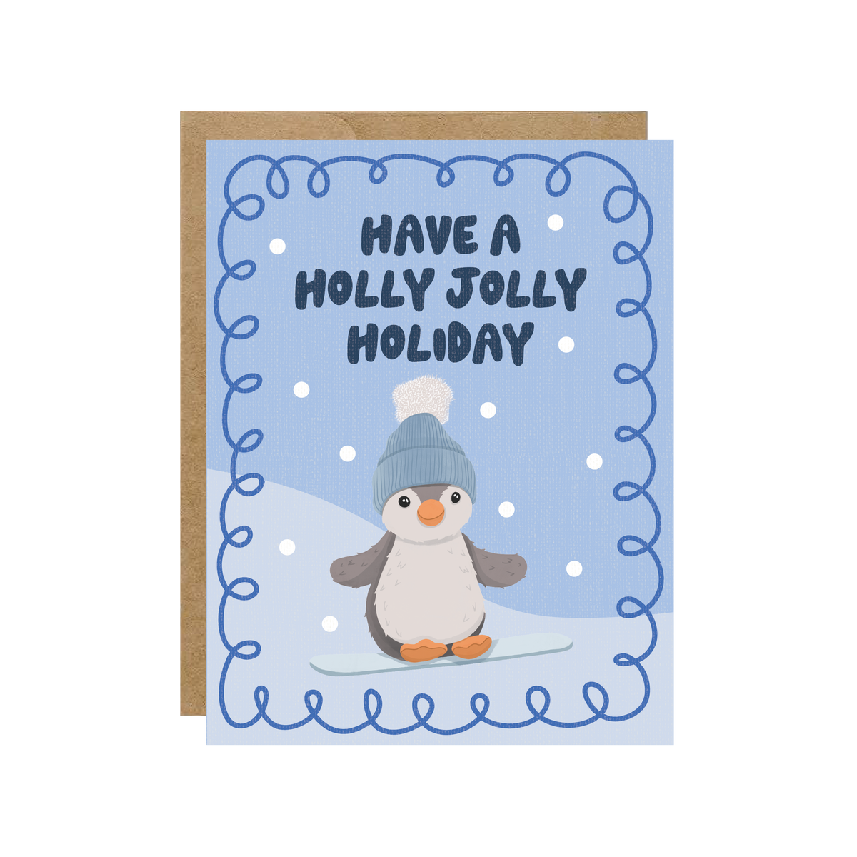 Holly Jolly Holiday Snowboard Penguin Jelly - Christmas Card
