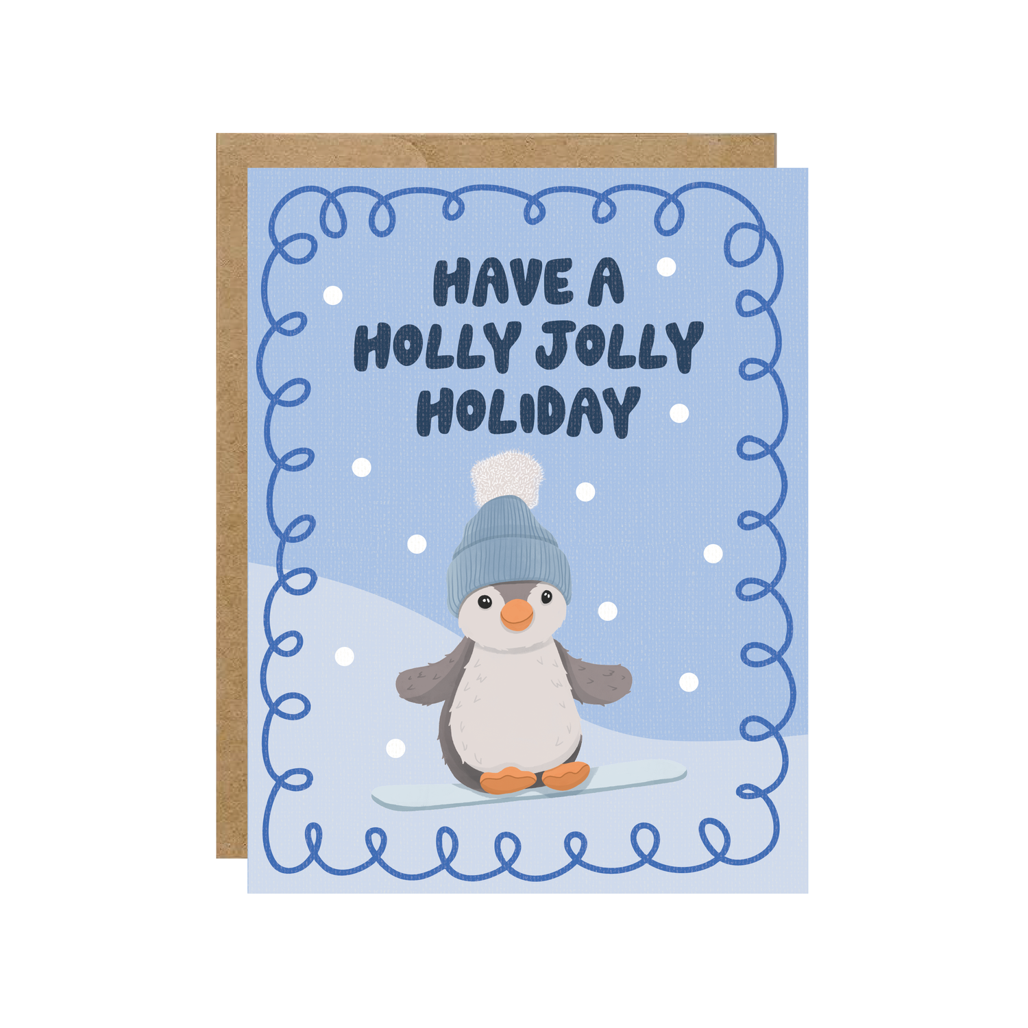 Holly Jolly Holiday Snowboard Penguin Jelly - Christmas Card