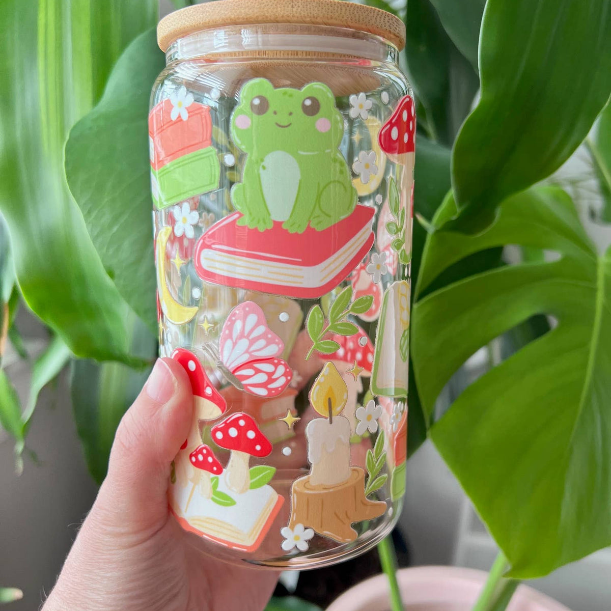 Whimsical Bookish Forest Glass Cup