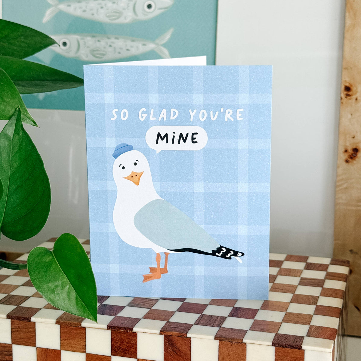 So Glad You're Mine - Nautical Coastal Seagull Love  Card - Hopeless Romantic