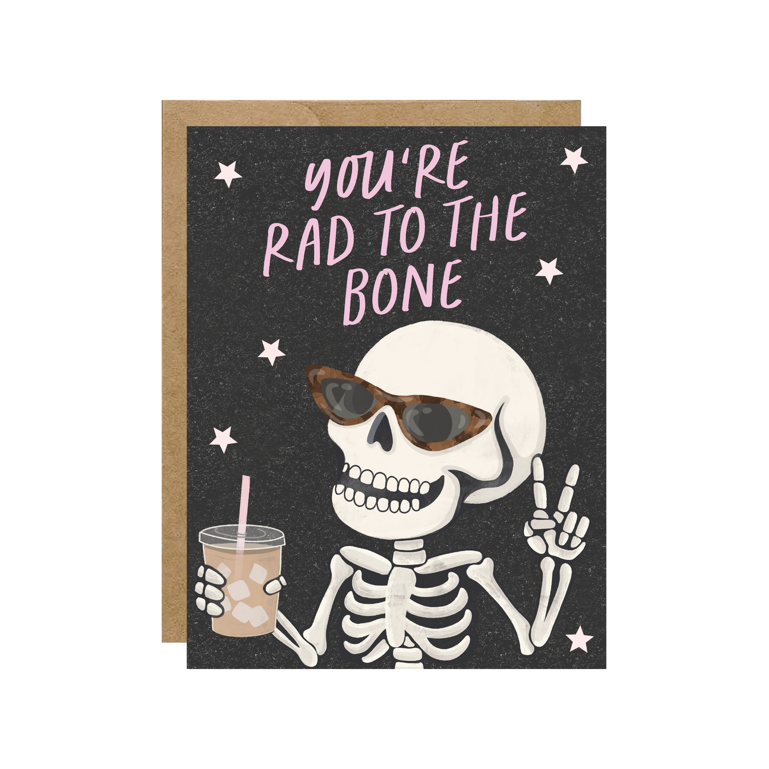 Rad To The Bone Skeleton - Cool Spooky Coffee Card - Hopeless Romantic