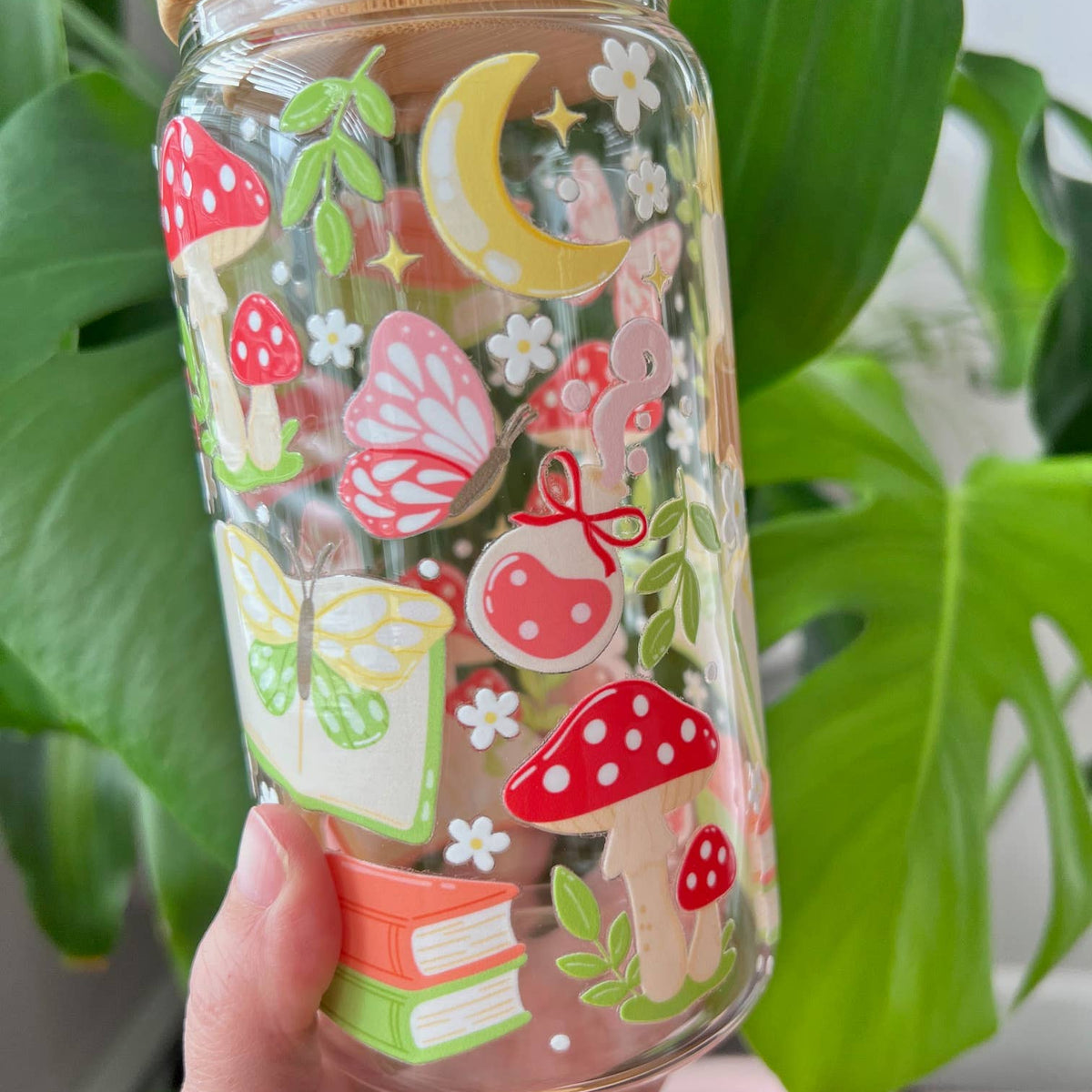 Whimsical Bookish Forest Glass Cup