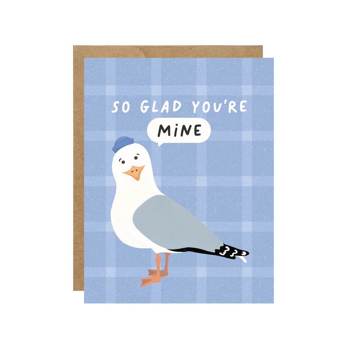 So Glad You're Mine - Nautical Coastal Seagull Love  Card - Hopeless Romantic