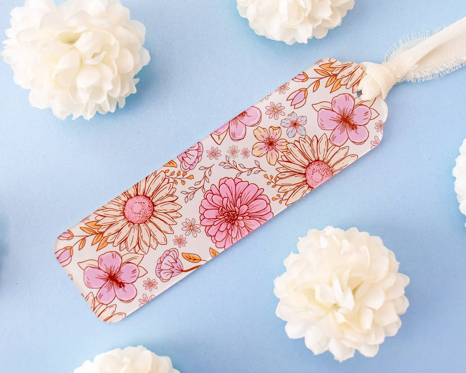 Boho Flowers Acrylic Bookmark