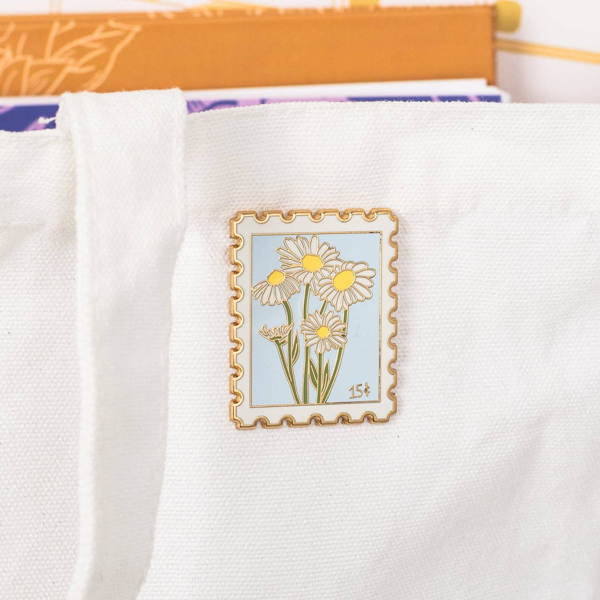 Daisy Postage Stamp Enamel Pin
