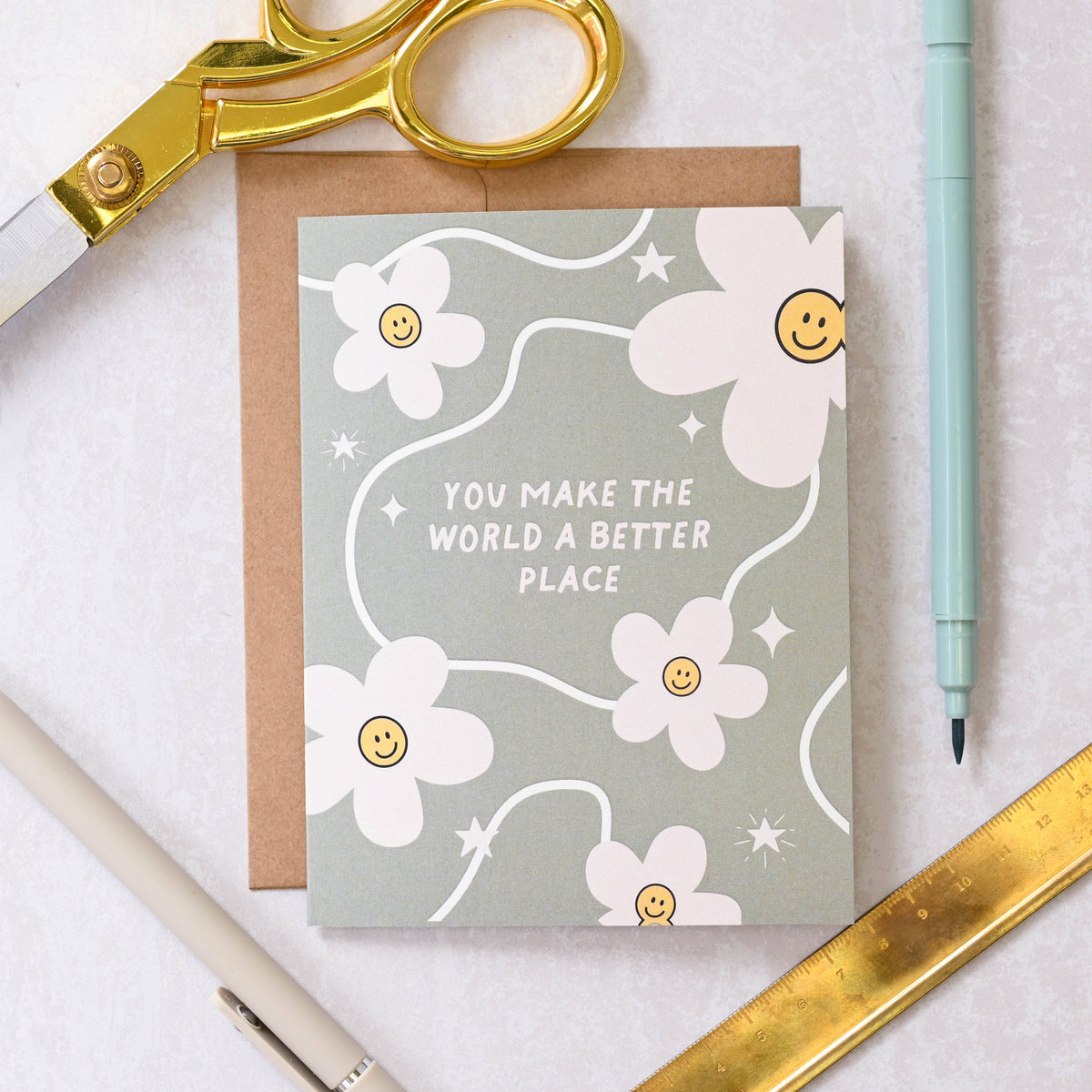 You Make The World A Better Place - Valentine's Daisy Card - Hopeless Romantic