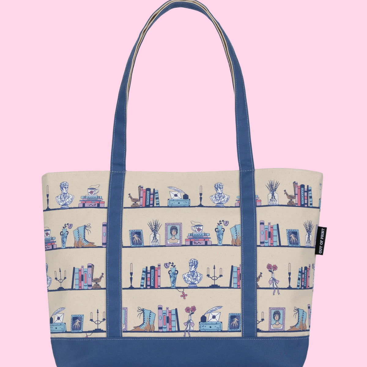 Pride and Prejudice Bookshelf Large Zippered Tote