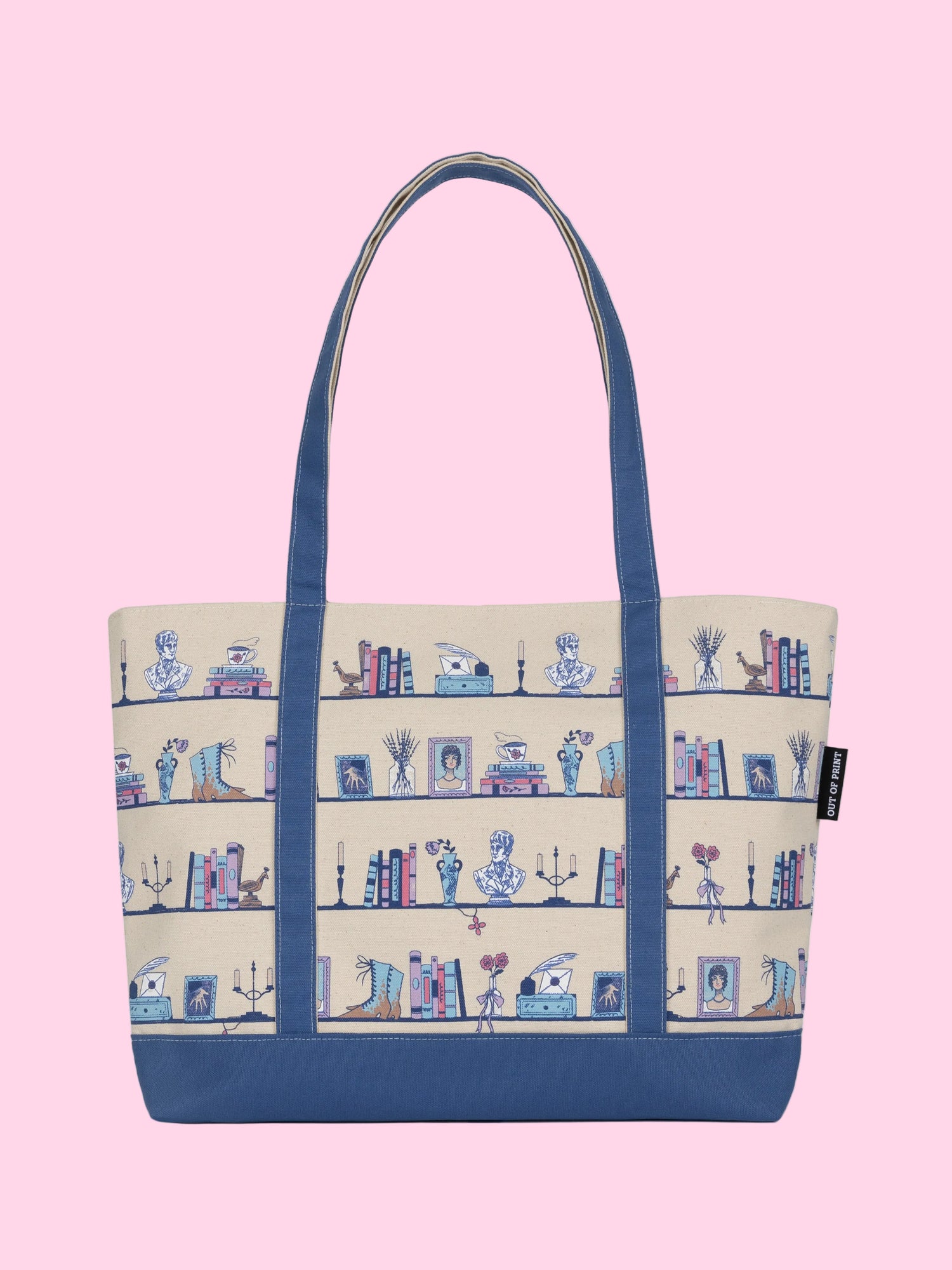 Pride and Prejudice Bookshelf Large Zippered Tote