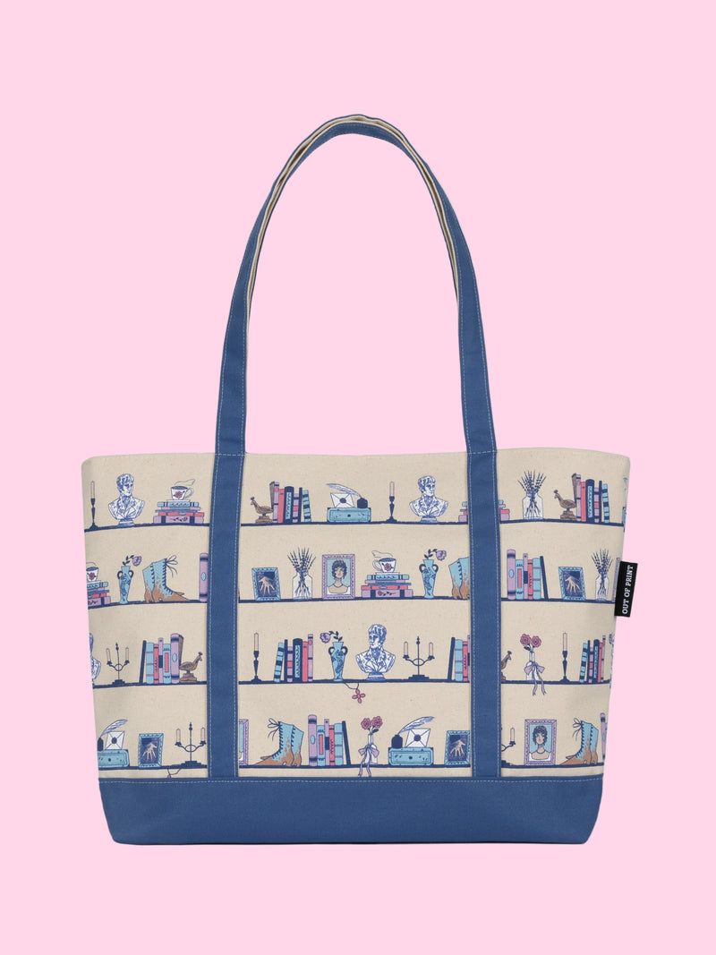 Pride and Prejudice Bookshelf Large Zippered Tote