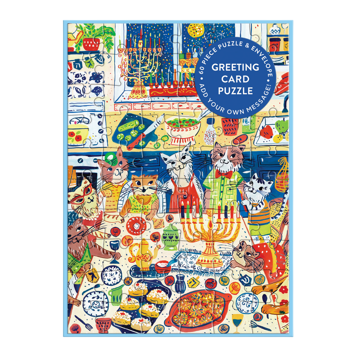 Happy Hanukcats Greeting Card Puzzle