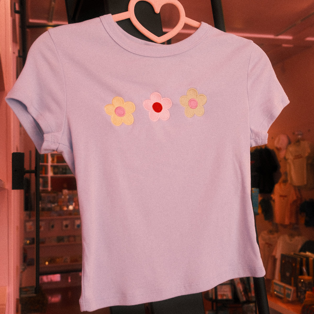 Blue Baby Tee - Trio of Flowers