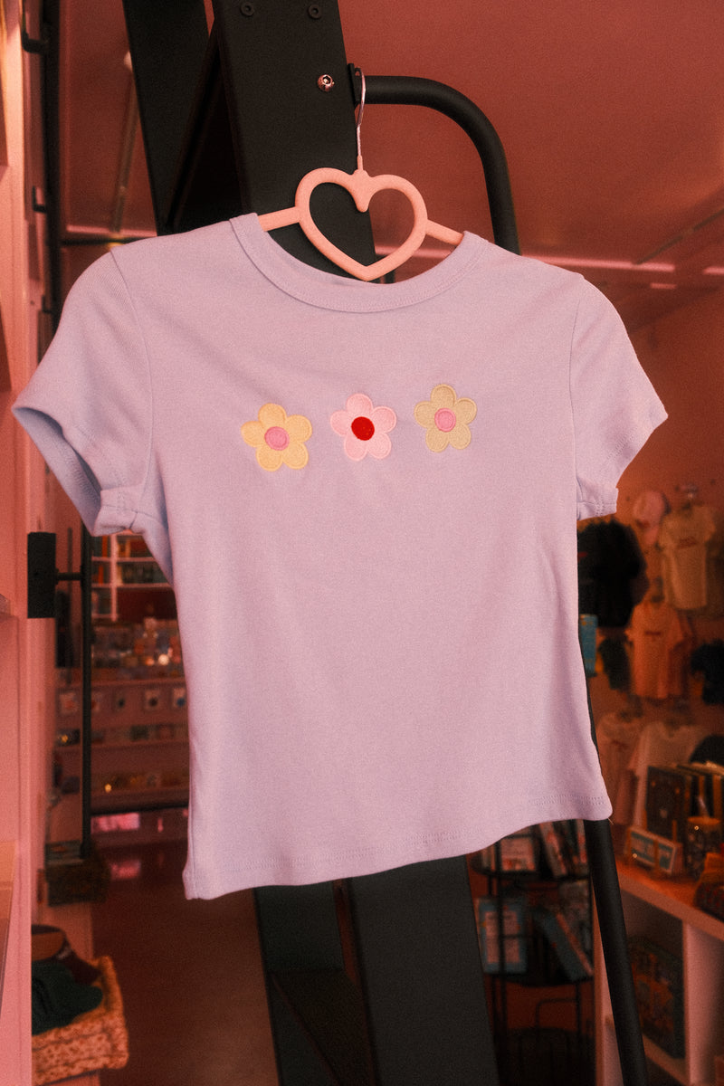 Blue Baby Tee - Trio of Flowers