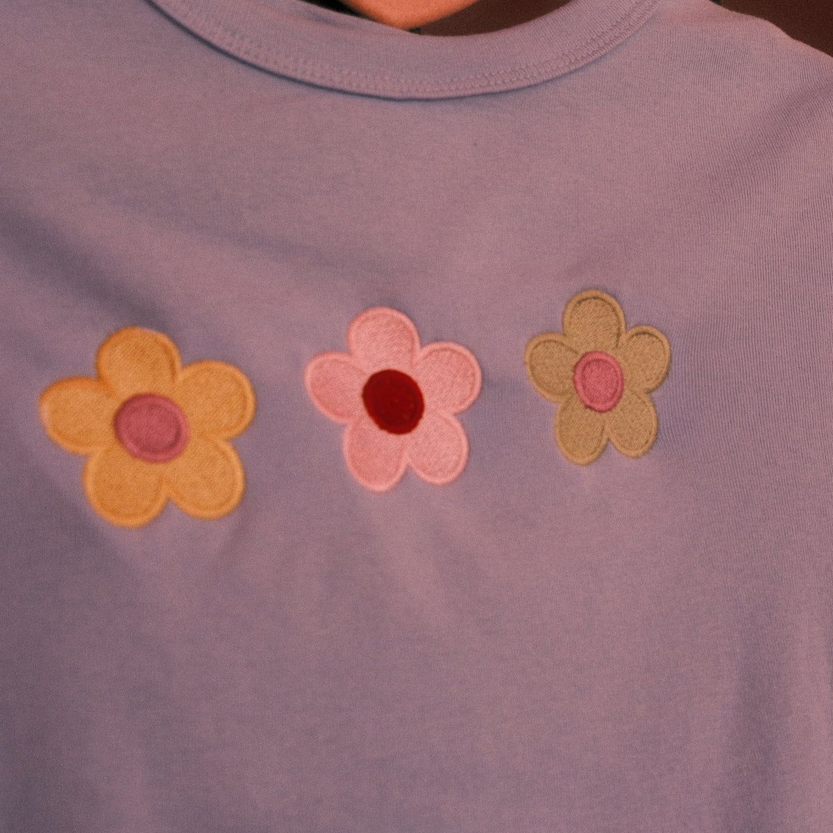 Blue Baby Tee - Trio of Flowers