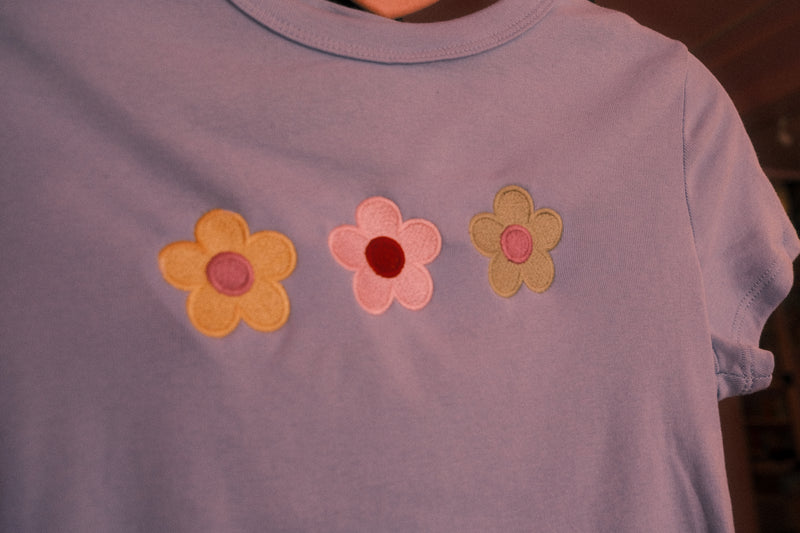 Blue Baby Tee - Trio of Flowers