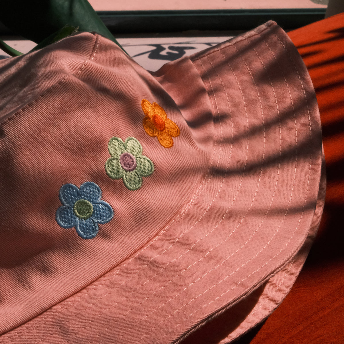 Pink Bucket Hat - Trio of Flowers