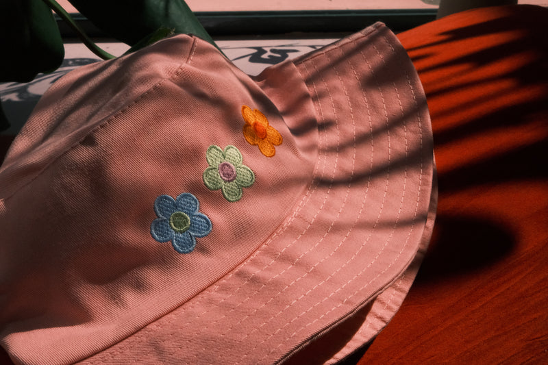 Pink Bucket Hat - Trio of Flowers
