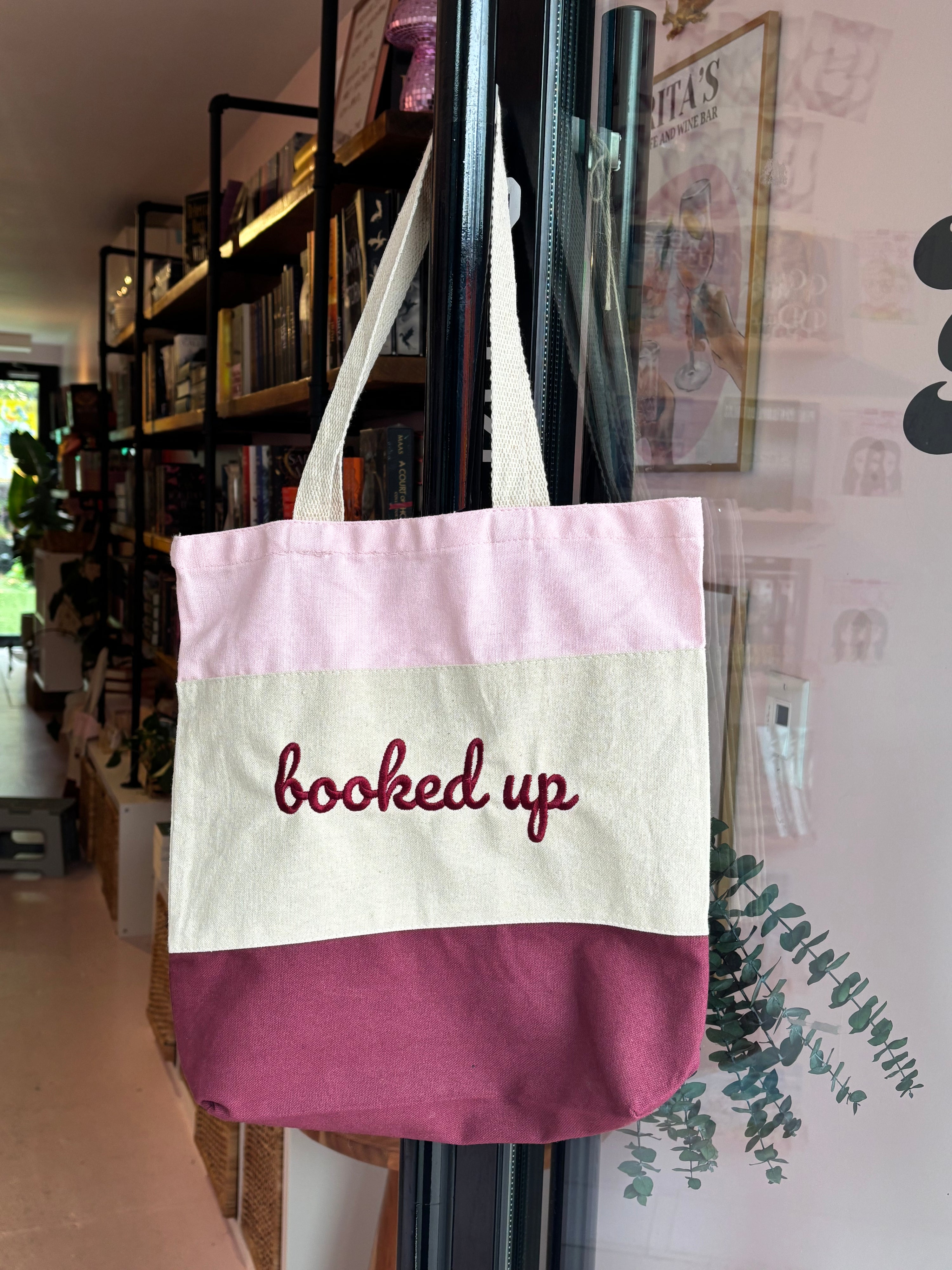 Booked Up Embroidered Tote - Hopeless Romantic
