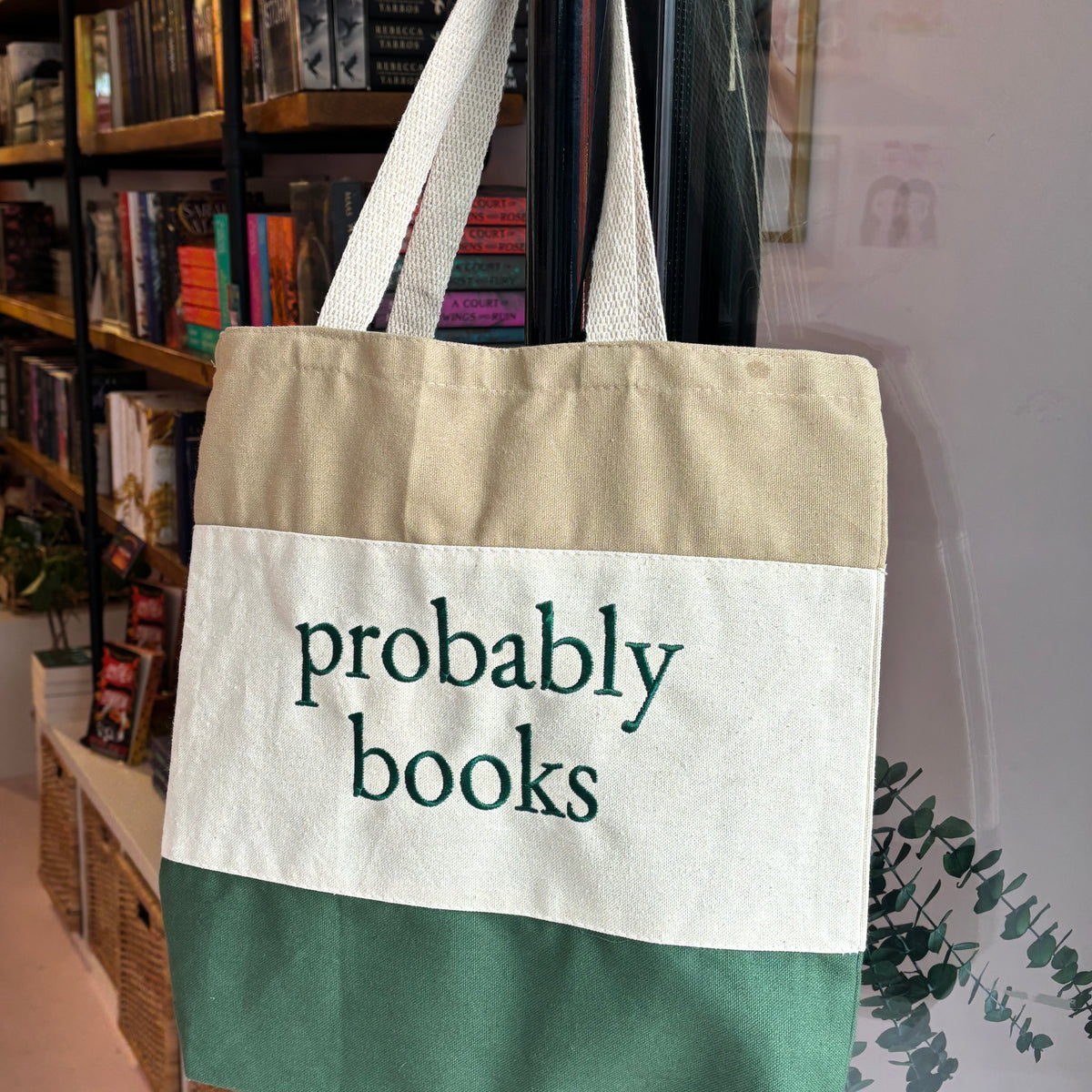 Probably Books Embroidered Tote