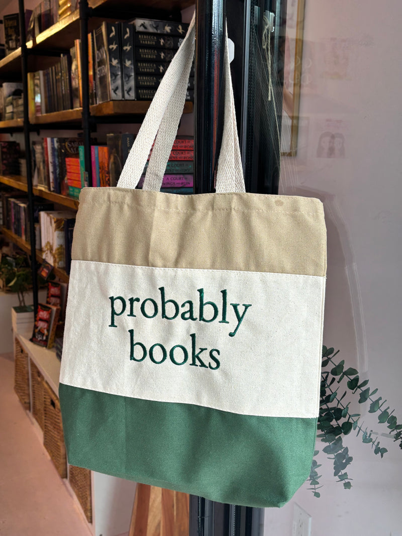 Probably Books Embroidered Tote