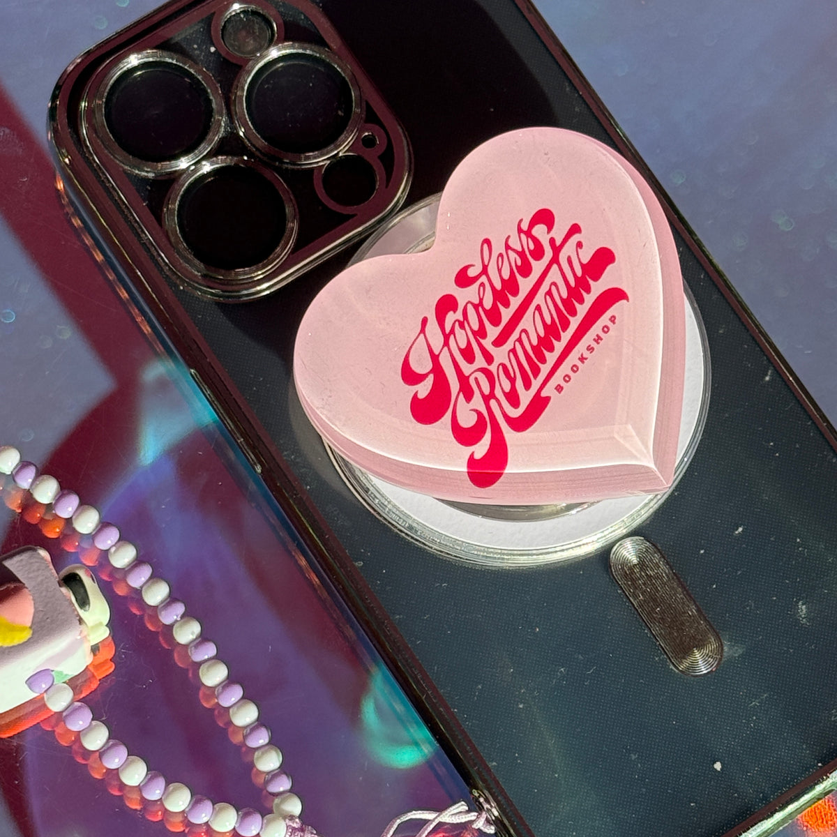 Magnetic E-Reader Grip: Hopeless Romantic Bookshop Logo