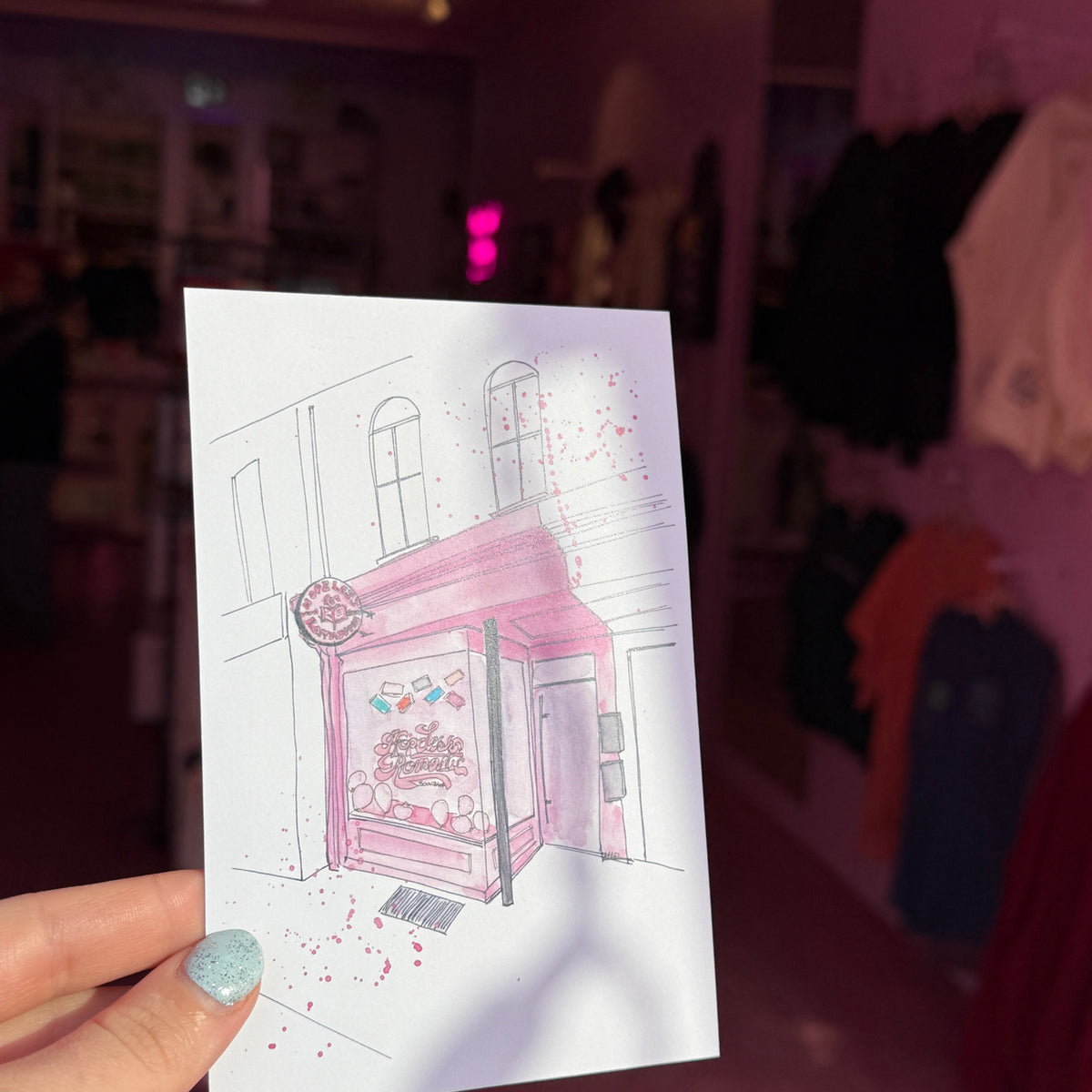 HRB Storefront Postcard - Hopeless Romantic