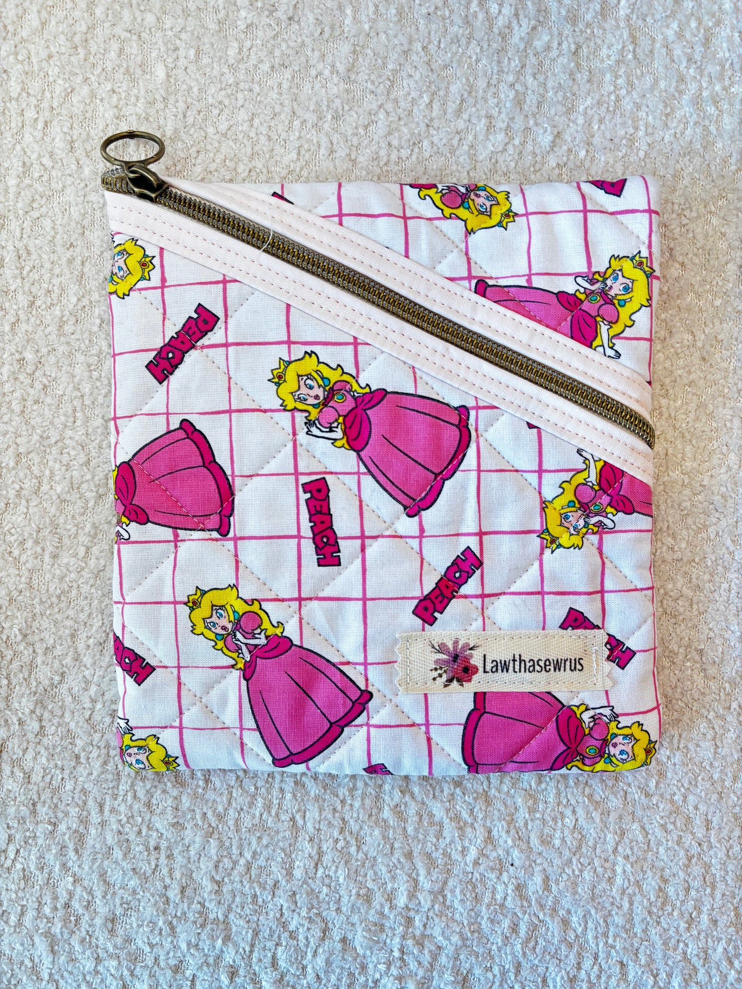 Quilted Zippered E-Reader Sleeve - Princess Peach