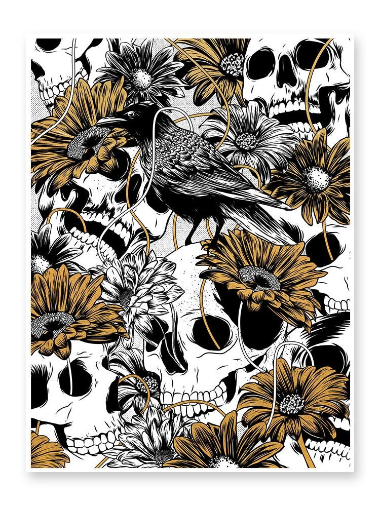 Skull & Flower Art Print