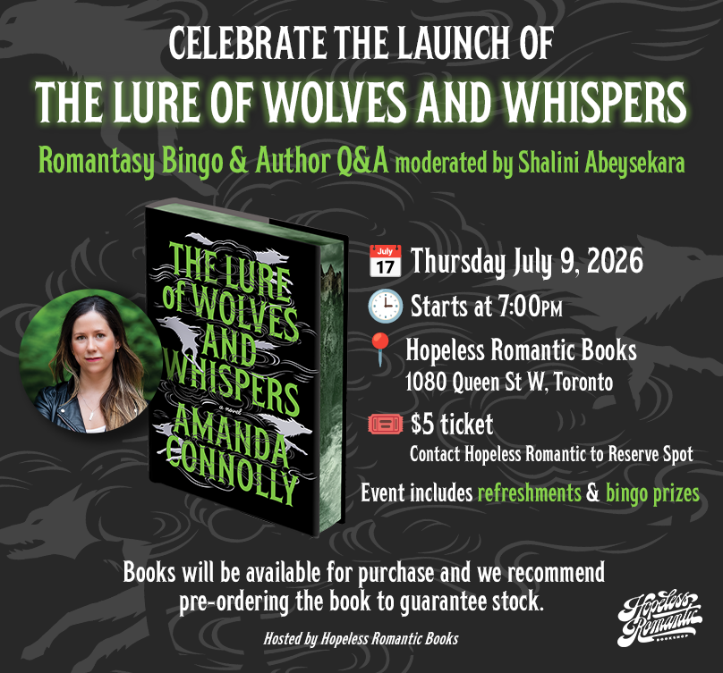 Romance/Pop Culture Bingo & Book Launch Celebration with Amanda Connolly and Shalini Abeysekara (July 9, 7:00pm)