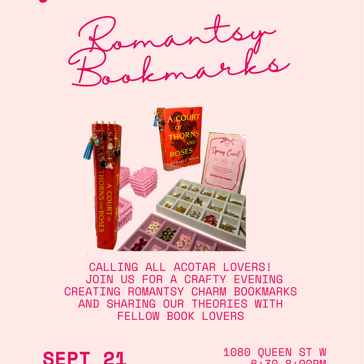 Romantasy Charm Bookmark Workshop | Cute Crafty Events