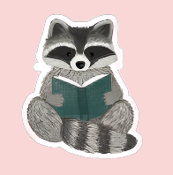 Reading Raccoon Sticker