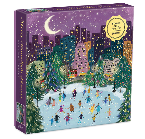 Merry Moonlight Skaters 500 Piece Foil Puzzle