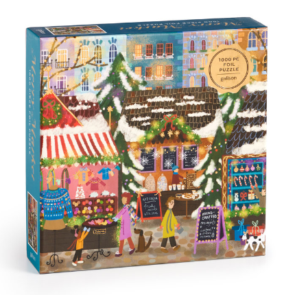 Joy Laforme Merry Market 1000 Piece Foil Puzzle in a Square Box