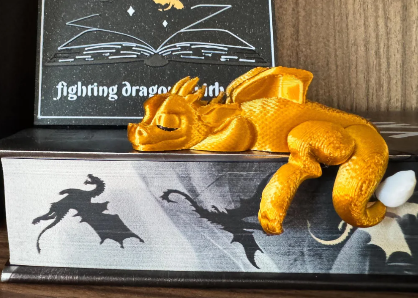 Gold Sleeping Dragon - Book Nook Decor