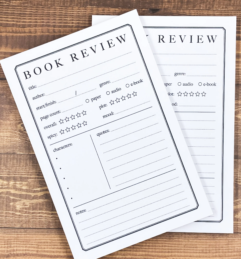 Minimalist Book Review Notepad