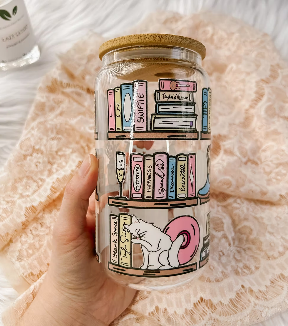 TAYLOR’S BOOKSHELF WRAP - 16OZ GLASS CUP W/STRAW