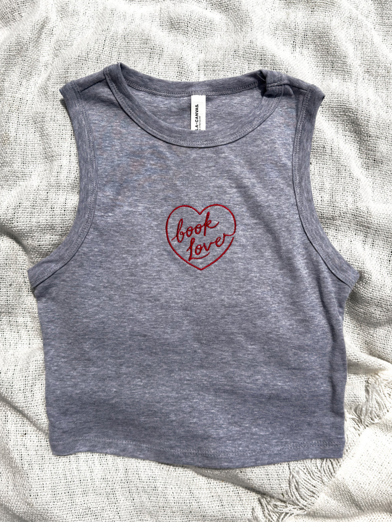 Book Lover Embroidered Cropped Tank