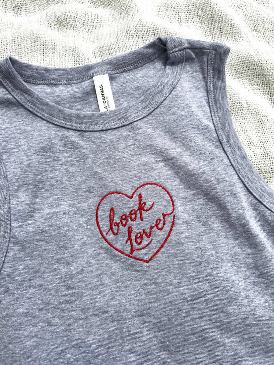 Book Lover Embroidered Cropped Tank