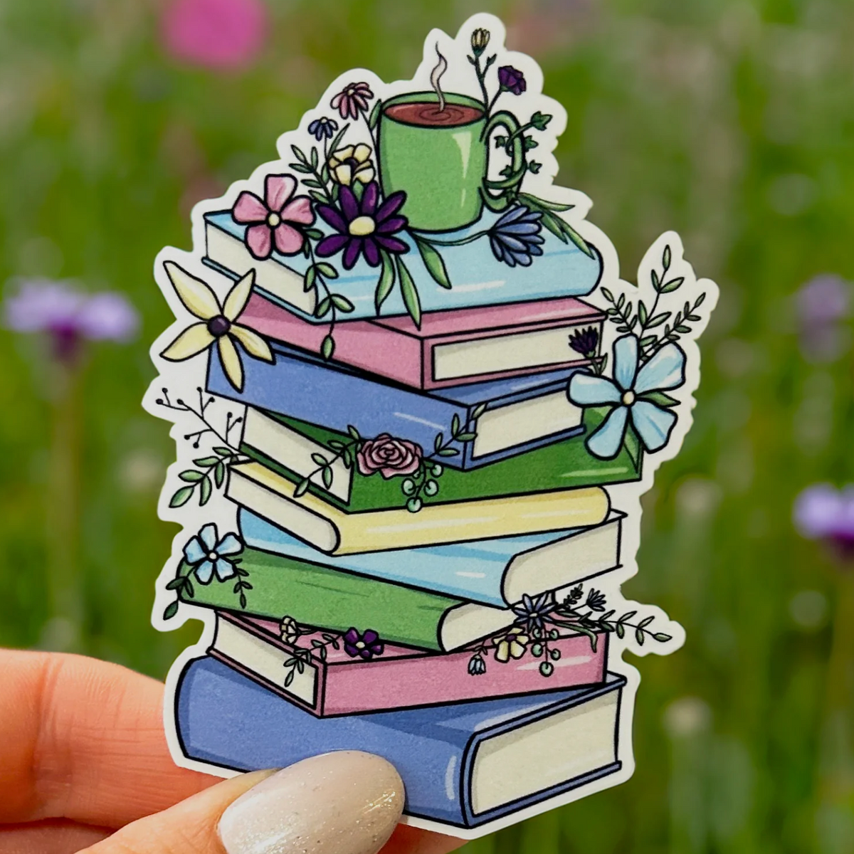 Flower Book Stack Sticker