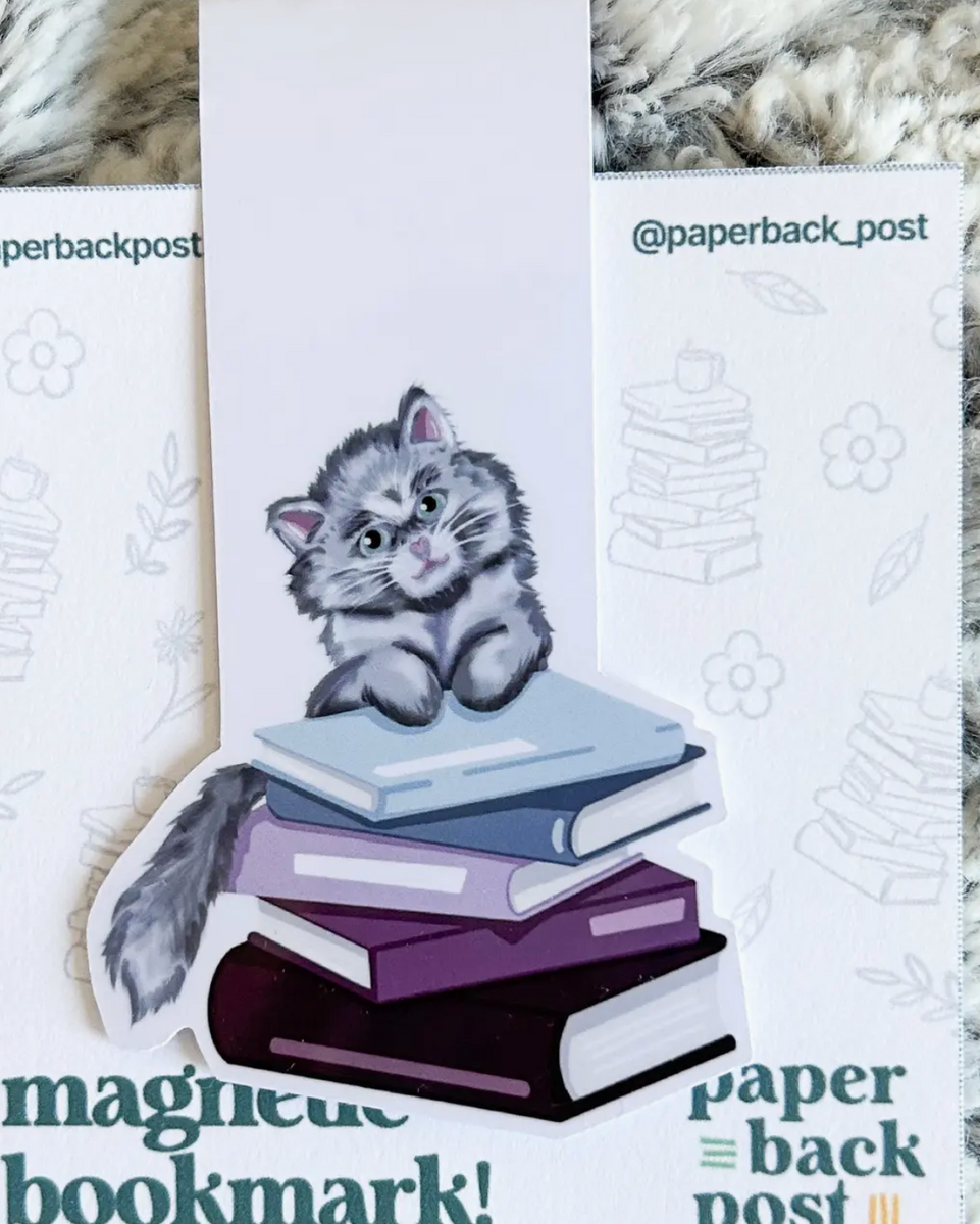 Kitten on Books Magnetic Book Mark
