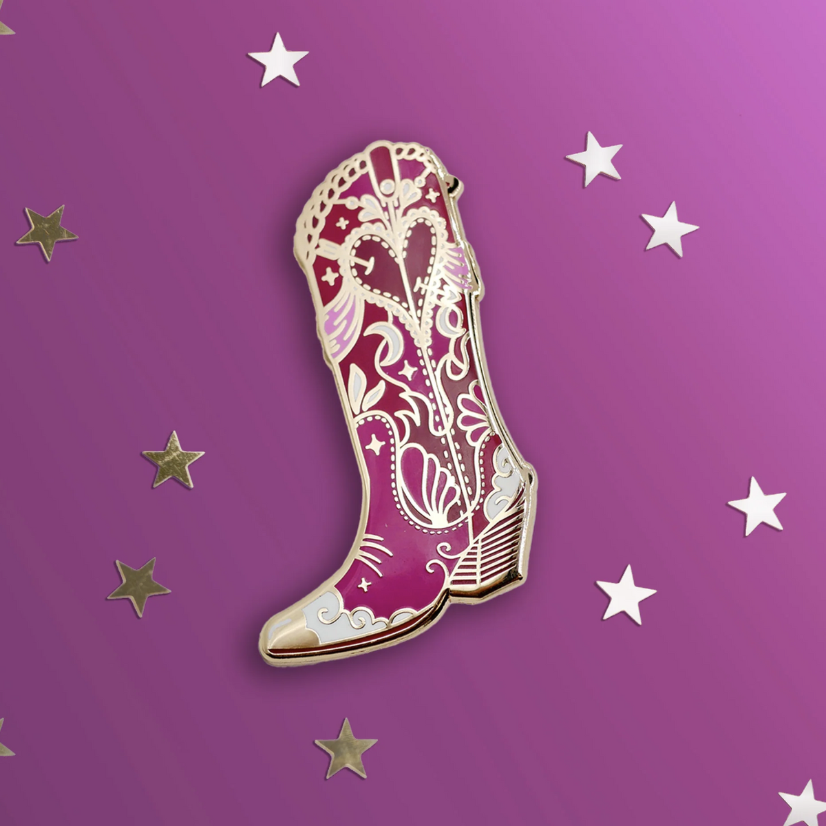 Cosmic Cowgirl Boot Pin - Pink